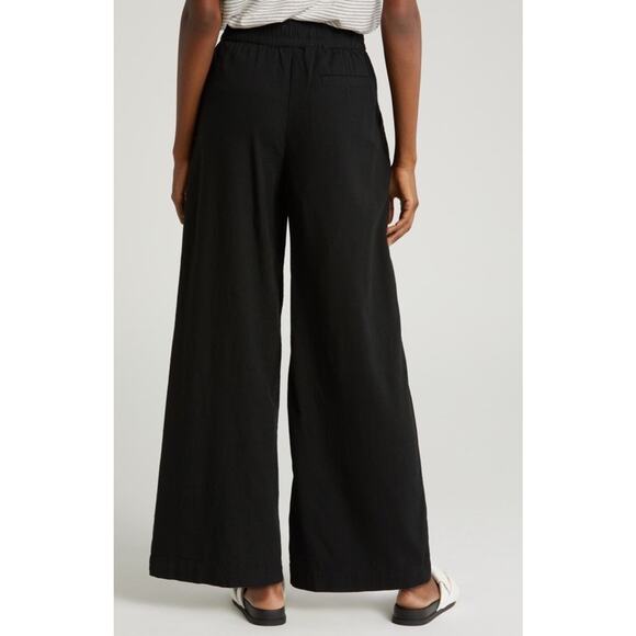 Marine Layer The Tencel Allison Pull On Wide Leg Trouser Pant Black Sz XS - Picture 2 of 9